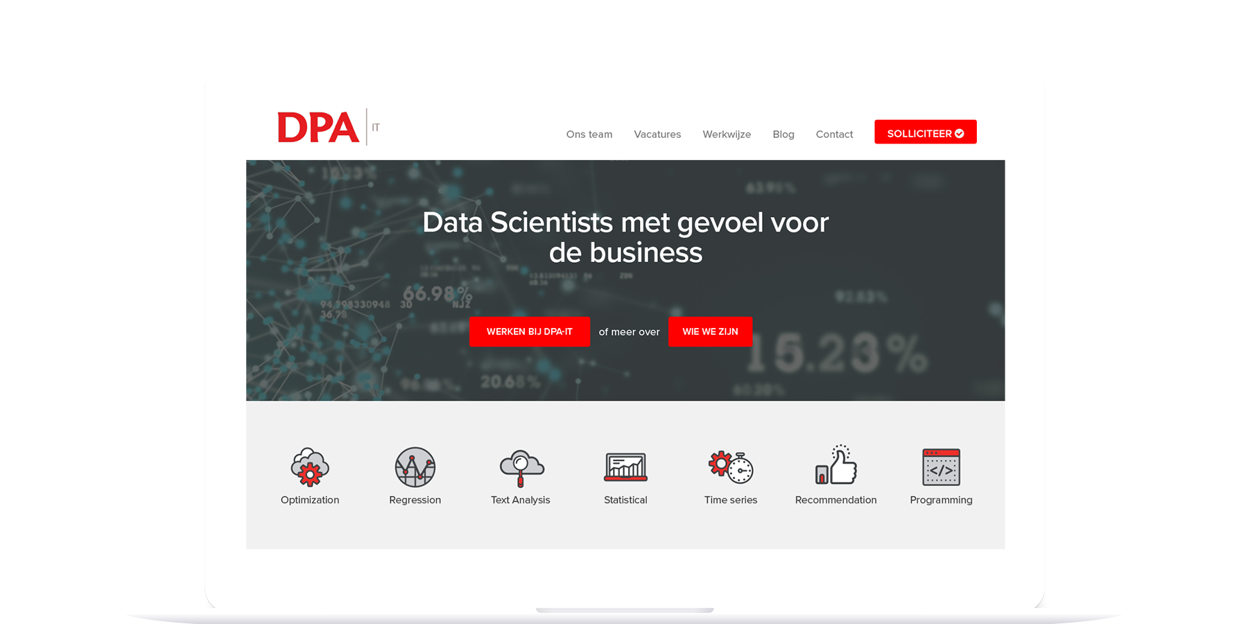 DPA ux design homepagina header
